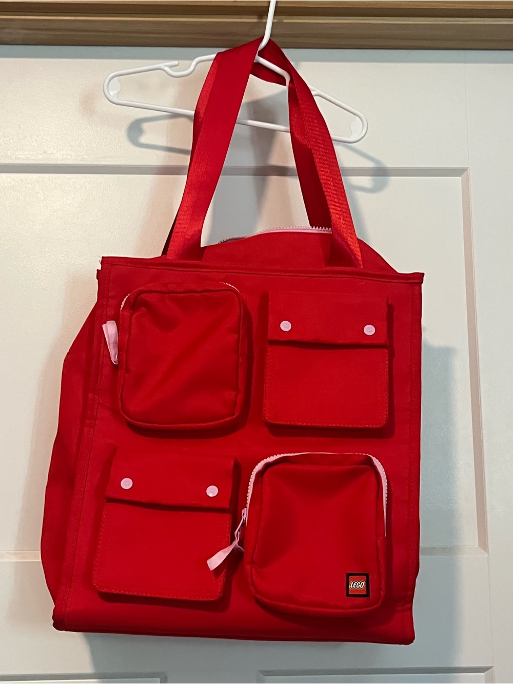 LEGO x target utility pockets tote bag like new red